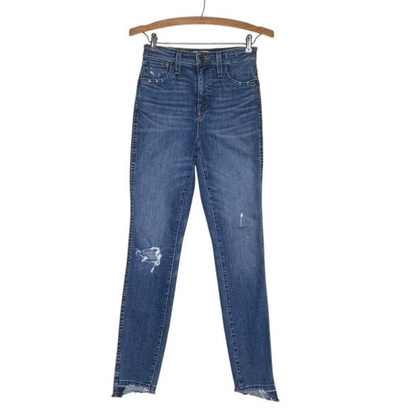 MADEWELL Distressed Curvy High-Rise Raw Hem Skinny Jeans - Size 25 - Picture 4 of 15
